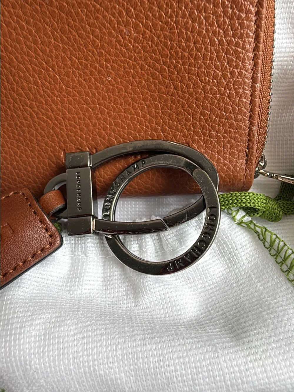 Longchamp Le Foulonne Leather Coin Purse With Removable Card Holder and key